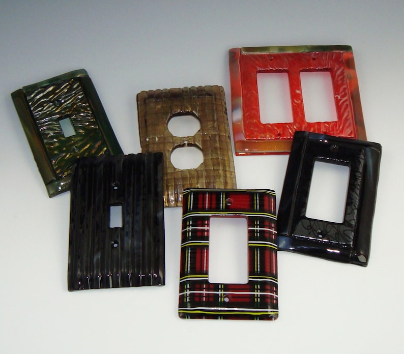 Fused Glass Decorative Light Switch 145 Brwn Weave Plate Etsy