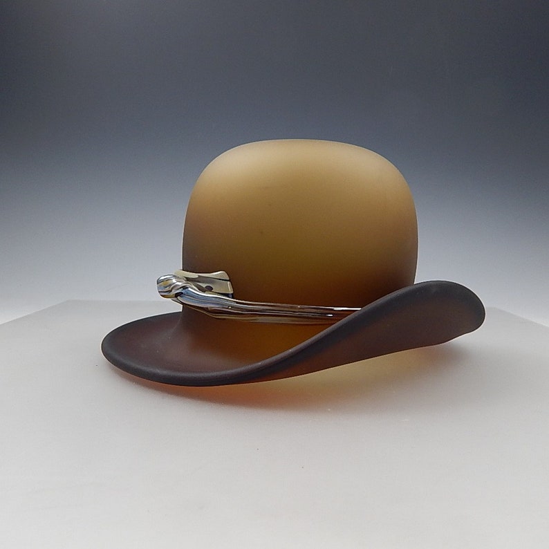 Handblown Bowler Glass Hat With Stand. Etsy