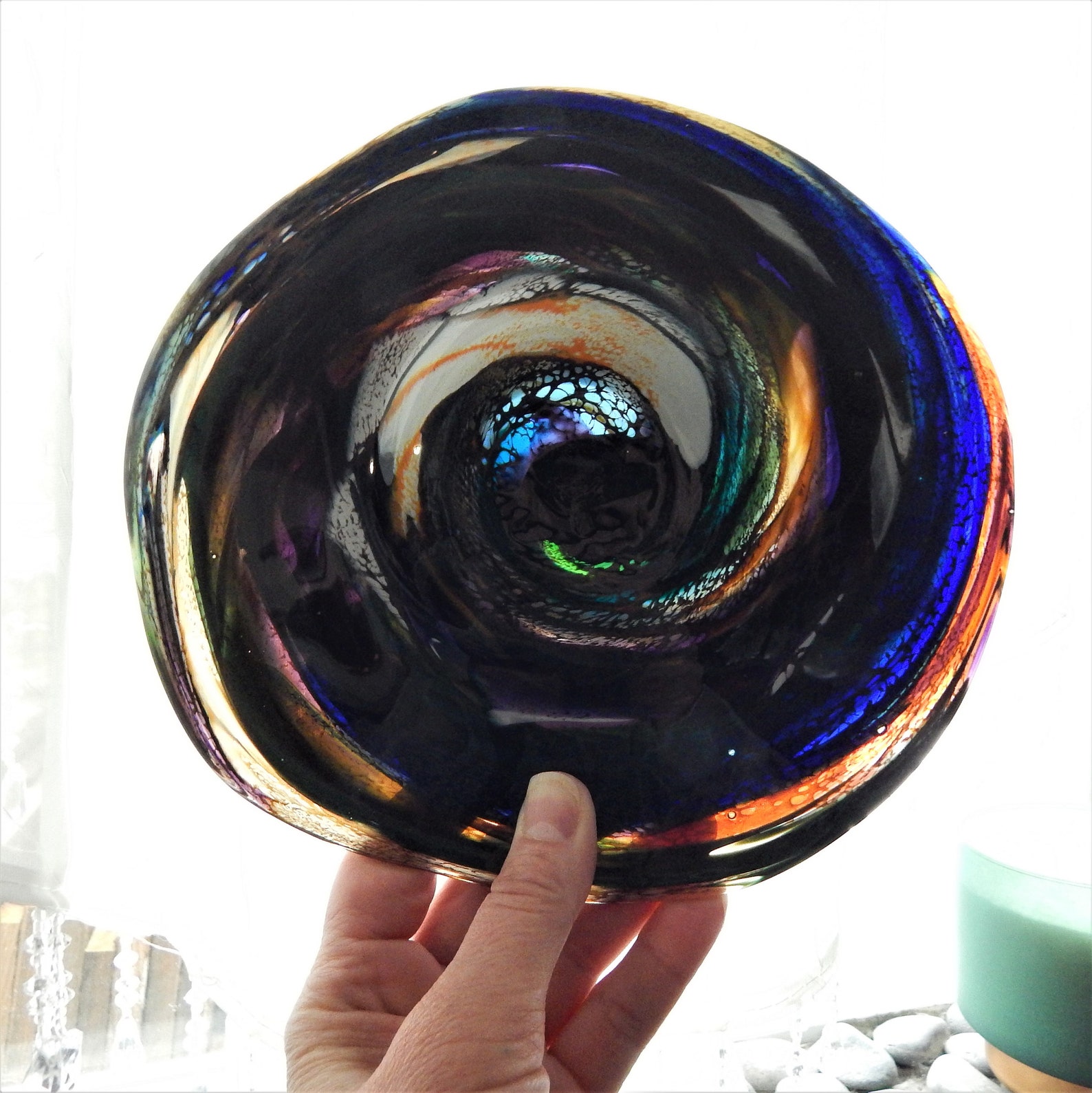 Hand Blown Rondel from Studio Recycled Glass Etsy