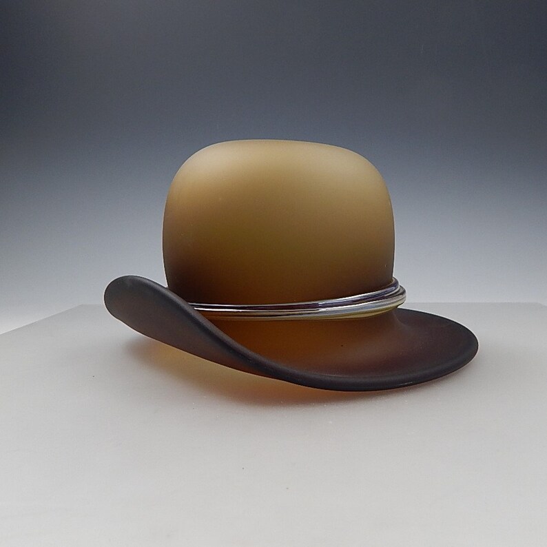 Handblown Bowler Glass Hat With Stand. Etsy