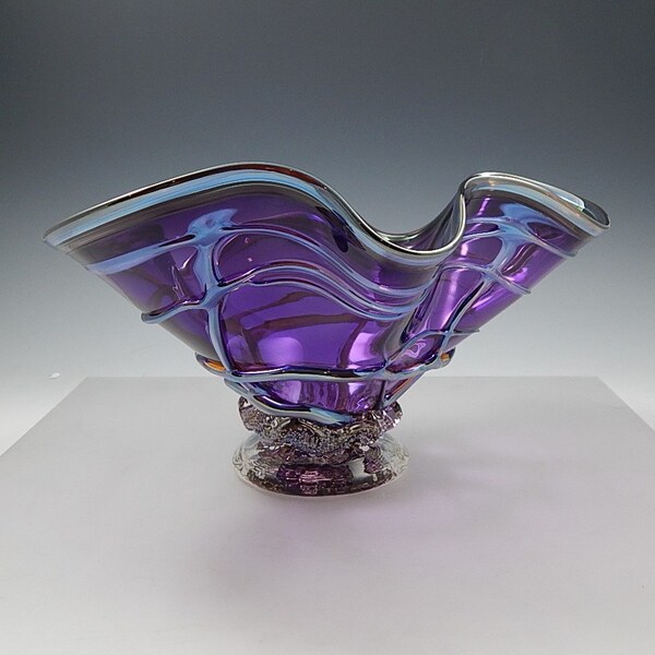 Hand Blown "Webbed Hyacinth" flute Mini~Platter