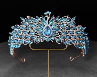 Peacock Bridal Tiara – AB Crystal Rhinestone Party Crown