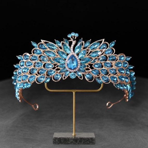 Peacock Crystal Tiara Fantasy Crown Rhinestone Peacock Tiara Crystal Rhinestone Metal Crown Jasmine  main image 4