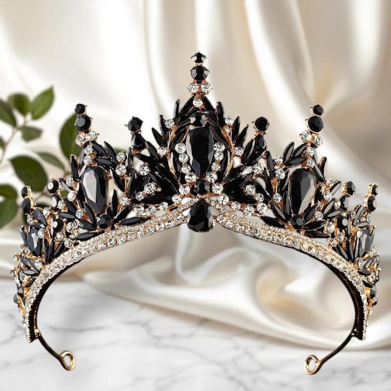 Black Crystal Bridal Tiara: Rhinestone Wedding Headpiece - Etsy