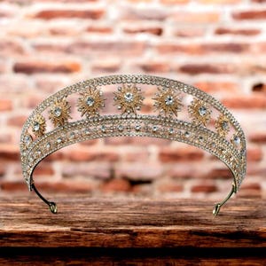 Gold Sun Star Bridal Tiara: Wedding Princess Crown