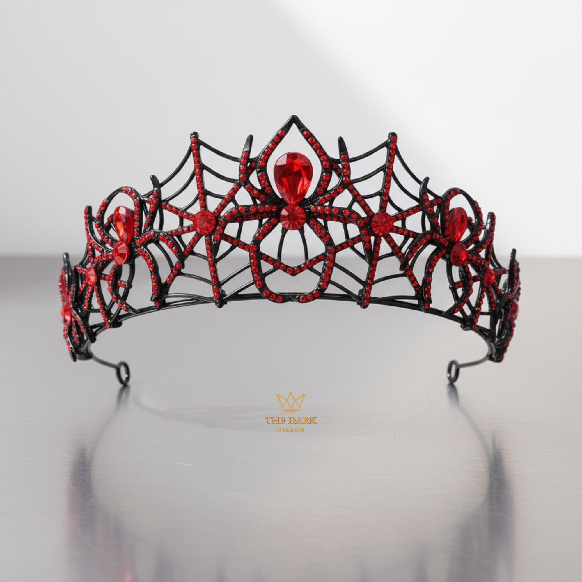 Gothic Spiderweb Tiara | Red & Black Halloween Crown 