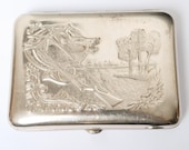 RESERVED for St. Vintage metal cigarette case, holder from USSR, for Hunter.