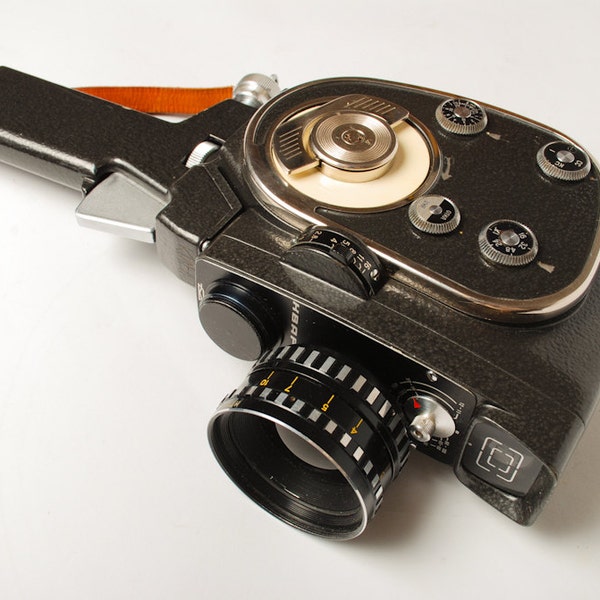 Vintage Russian Video Camera Quartz 2M, with original leather bag.