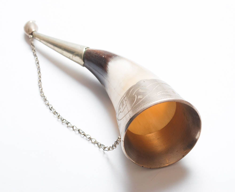 Vintage traditional wine drinking horn. From Soviet Etsy