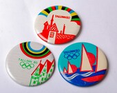 Gruppe von 3 Pins, Anstecknadel von Russland UdSSR Moskau 1980 Sommer Olympische Spiele, Segeln
