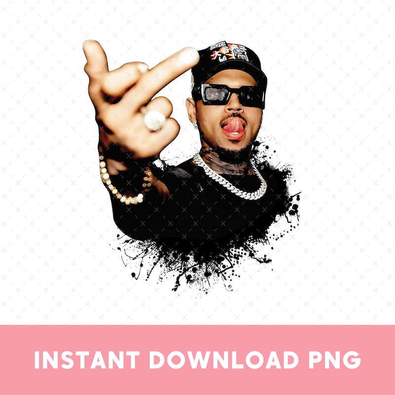 Chris brown middle finger png etsy