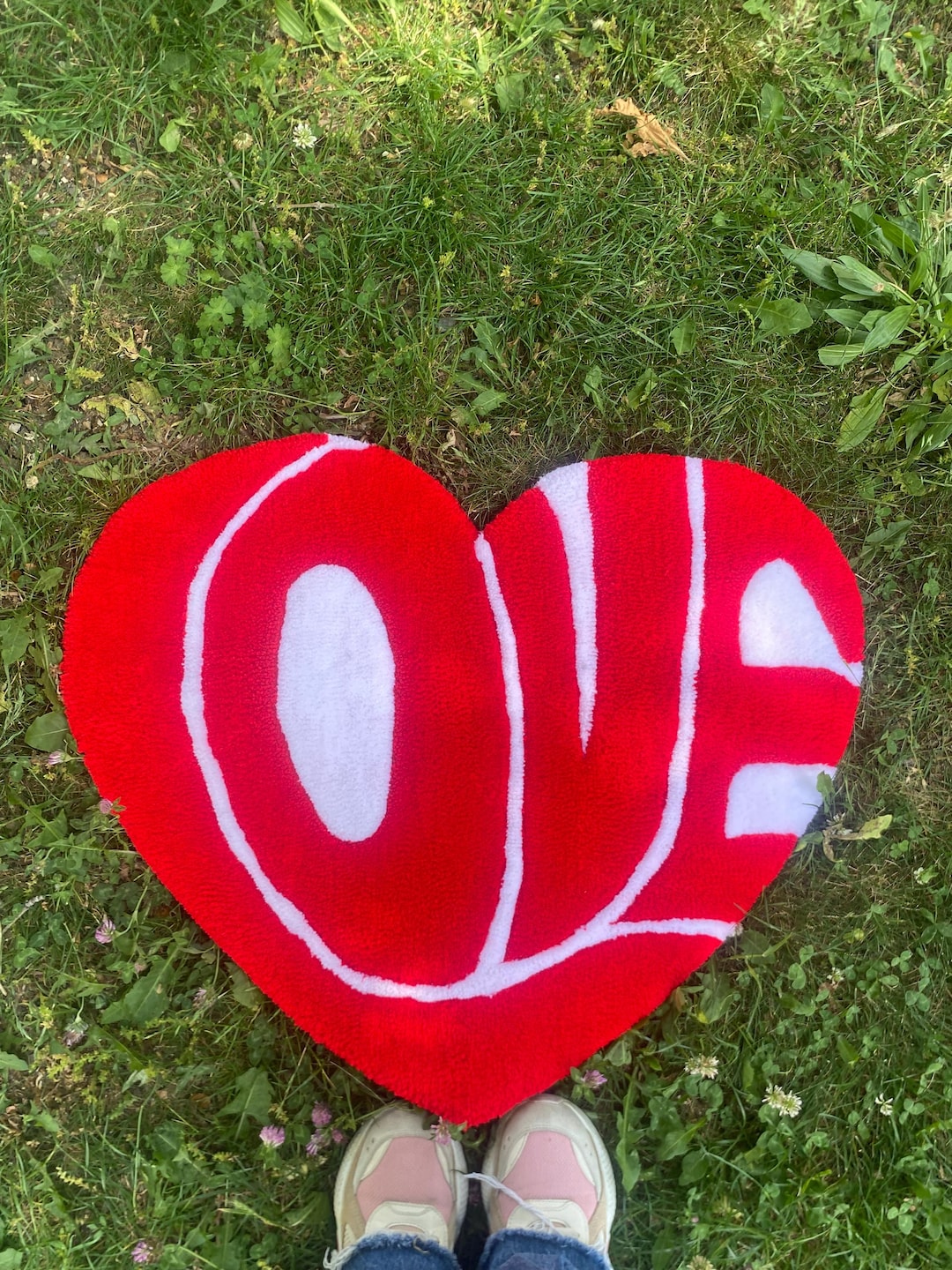 Square Heart Rug Handmade Heart-shaped LOVE Tufted Rug | Colorful Decorative Accent Rug ...