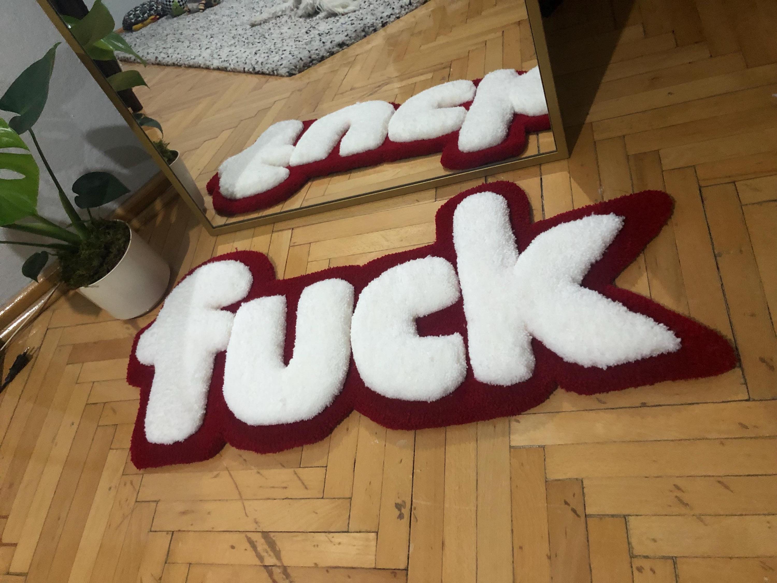 Handmade 3D Tufted Rug: F1CK Funny Decor (34.24 X 14.57 In) , Fluffy ...