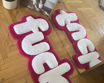 Handmade 3D Tufted Rug: F1CK Funny Decor (34.24 x 14.57 in) , Fluffy Rug