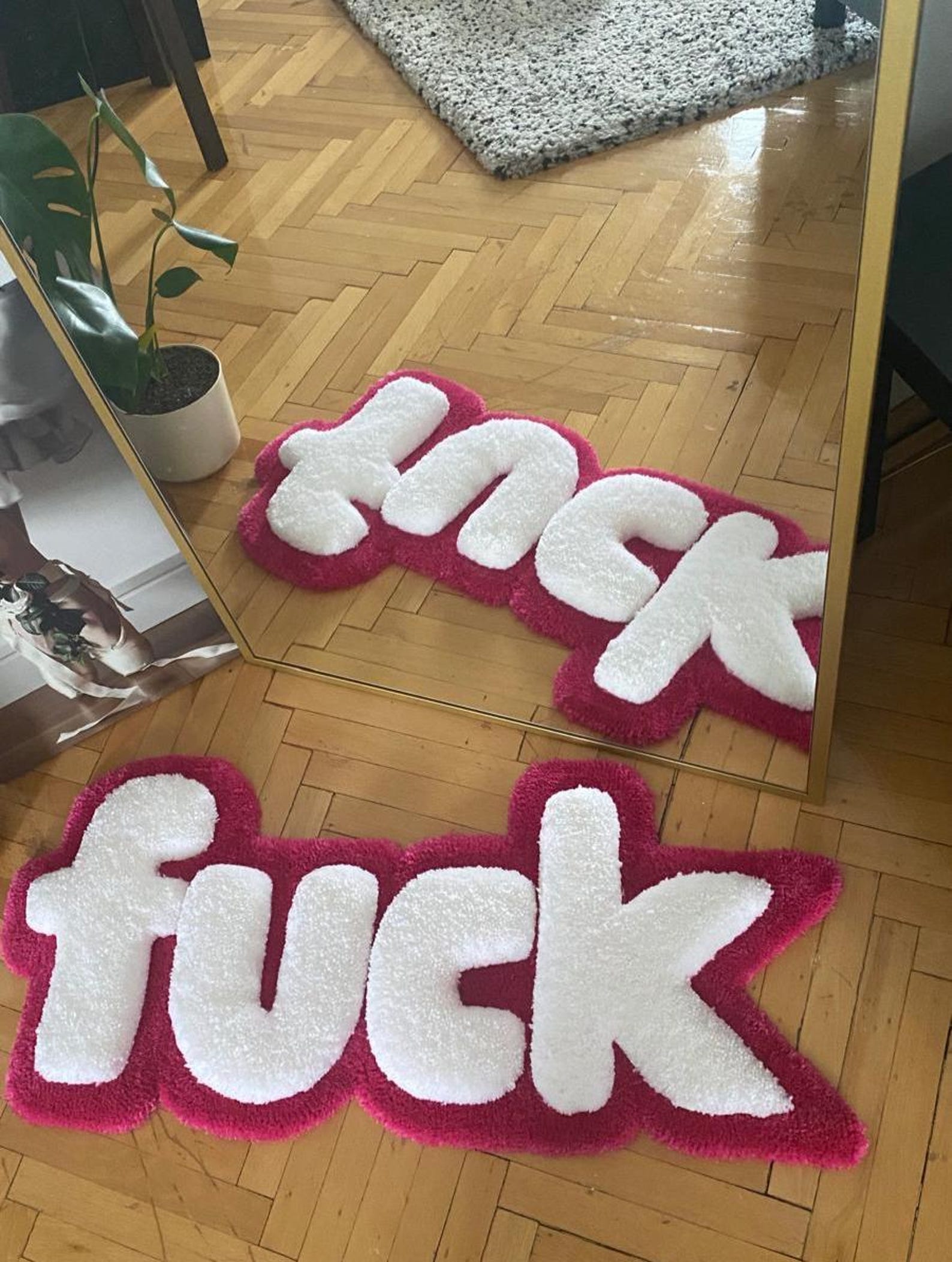 Handmade 3D Tufted Rug: F1CK Funny Decor (34.24 X 14.57 In) , Fluffy ...