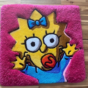 Maggie Simpson Tufted Rug: Handmade Cartoon Decor