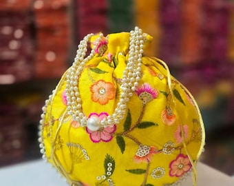 Embroidered Indian Potli Bags | Elegant Handmade Wedding Favor Gift Bags