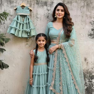 Elegant Indian Wedding Outfits for Mother and Daughter, Lehenga Choli Set