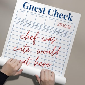 Guest Check Poster, Trendy Chef Was Cute Would Eat Here Again Wall Art, Trendy Kitchen Decor Poster, Restaurant Art, Gift Idea