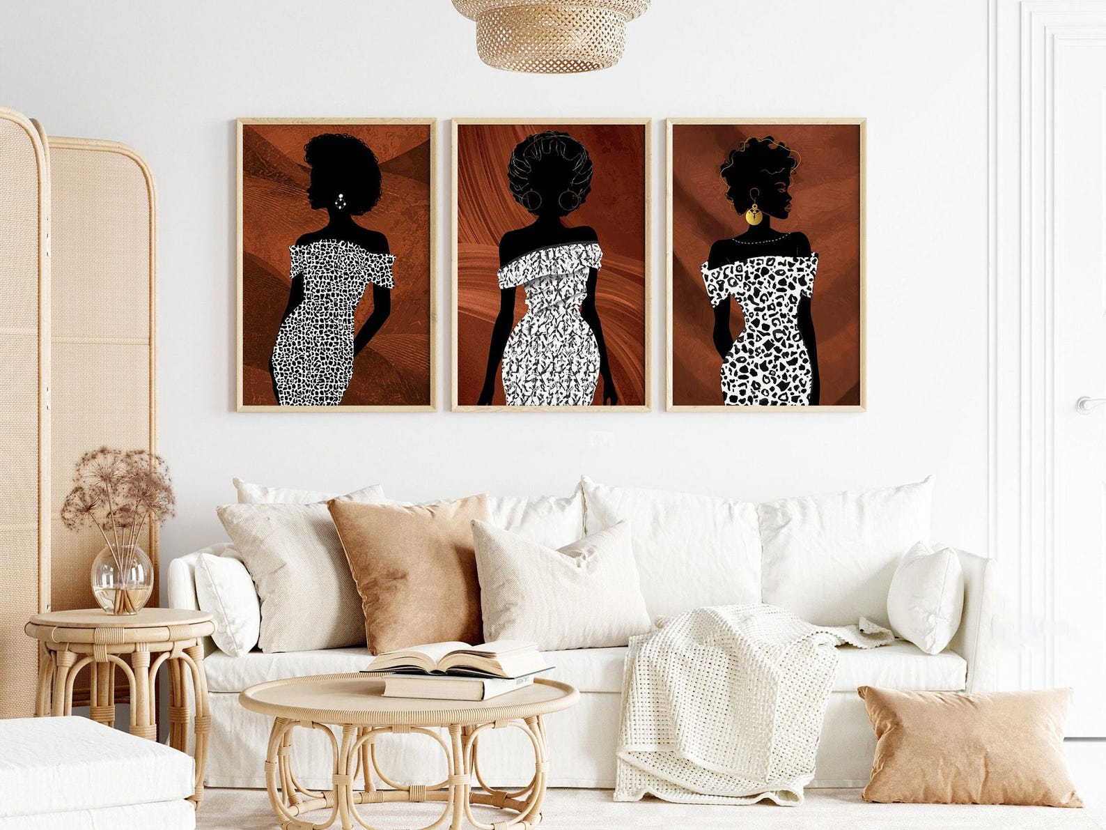 African American Black Woman Print Wall Art, Graceful Abstract Artwork ...