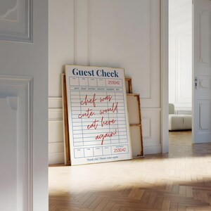 Guest Check Poster, Trendy Chef Was Cute Would Eat Here Again Wall Art, Trendy Kitchen Decor Poster, Restaurant Art, Gift Idea