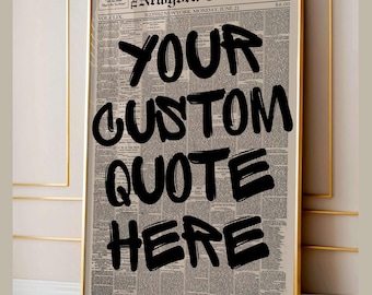 Retro Custom Quote Newspaper Poster, Personalized Quote Wall Art, Typography Poster, Wrapped Canvas Decor, Personalized Newspaper Poster