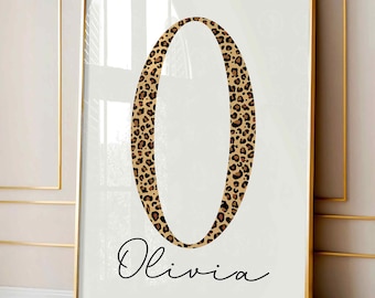 Personalized Name Leopard Print, Custom Name Prints, Trendy Wall Art, Name Monogram Wall Art Print, Digital Print, Custom Leopard Poster