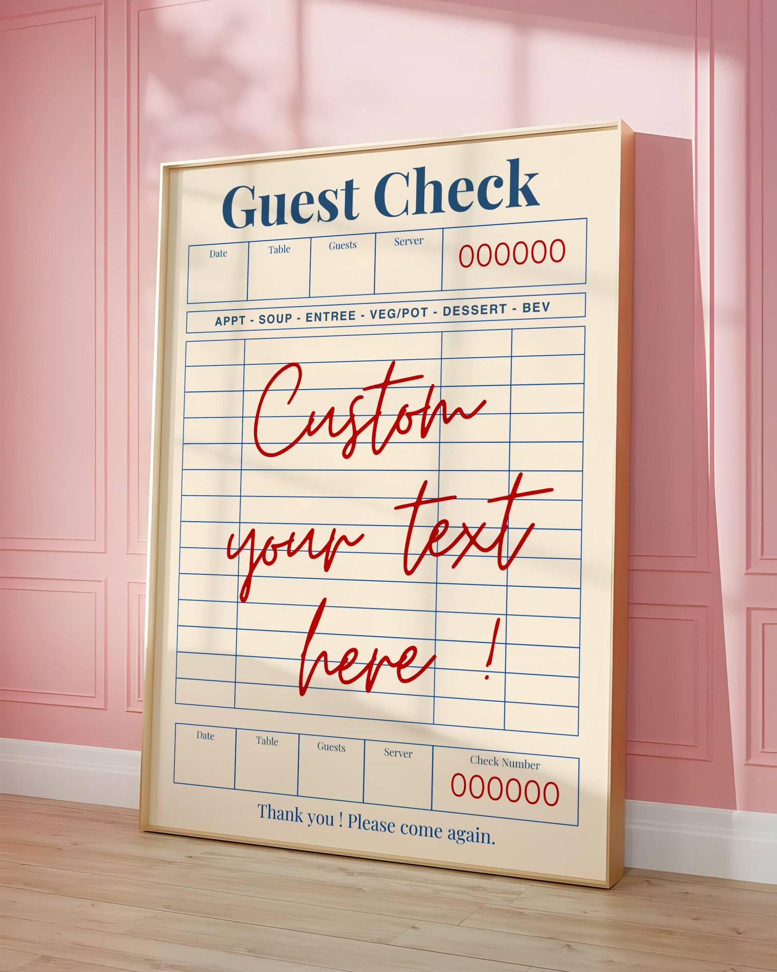 Customize Guest Check Poster, Custom Quotes Poster, Trendy Wall Art ...
