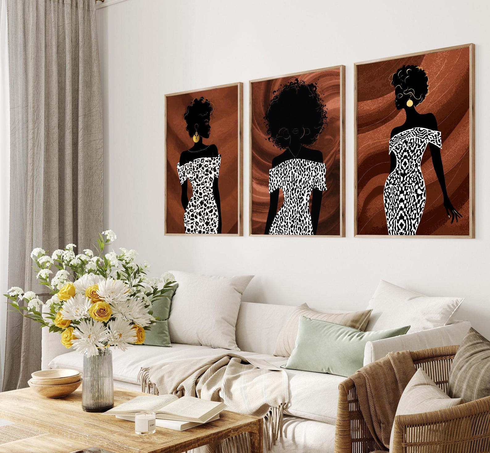 African American Black Woman Print Wall Art, Graceful Abstract Artwork ...