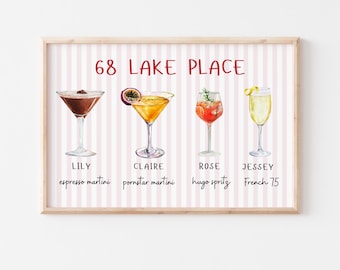 Custom Roommate Drink Print, Roommates as Drinks, Cocktail Poster, Trendy College Apartment Dorm Art, Bar Cart Decor, Personalized Wall Art
