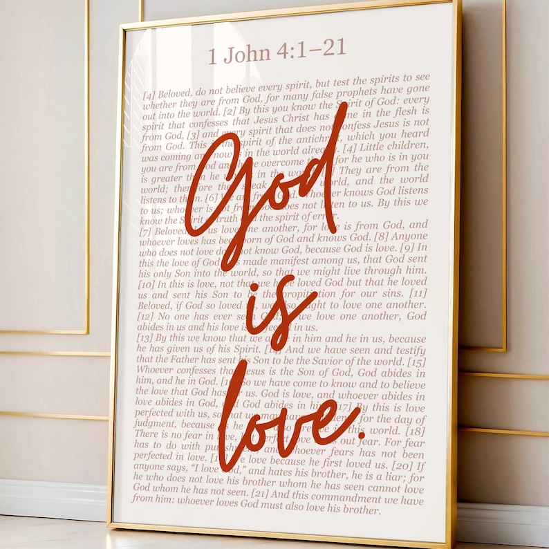 God is Love Print, John 4:1-21 Scripture, Christian Wall Art - Etsy