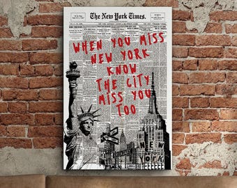 Individuelle Zeitung New York City Kunstdruck, Trendy Wandkunst NYC ästhetischer Druck, Minimalistisches Typografie-Poster, Leinwand-Wanddekor, Wohndekor