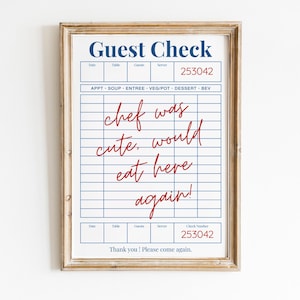 Guest Check Poster, Trendy Chef Was Cute Would Eat Here Again Wall Art, Trendy Kitchen Decor Poster, Restaurant Art, Gift Idea