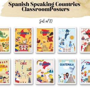 Spanish-Speaking Countries Posters | Classroom Decor | Representation | Spanish Teacher Resources | Bilingual Classroom