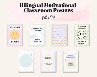 Bilingual Classroom Posters: Spanish-English Inspirational Decor (PDF Download 8.5x11)”