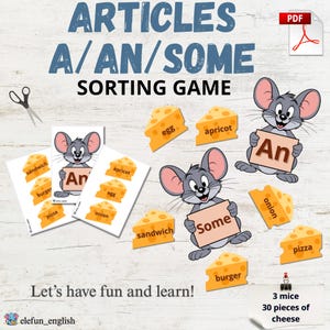 A / An / Some Sorting Game | Grammar Activity for Kids | Food Vocabulary | ESL Printable PDF