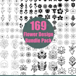 169 Fleurs SVG – Mega Bundle Line Art & Silhouettes | Fichiers Cricut, Découpe Laser, Botanique, Fleur Vectorielle