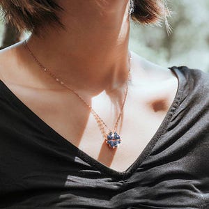 925 Silver Lucky Clover Pendant Necklace: Red & Blue Reversible Design