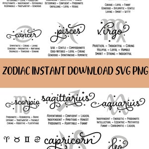 Pacote SVG de Traços do Zodíaco - 13 imagens, download digital, design astrológico