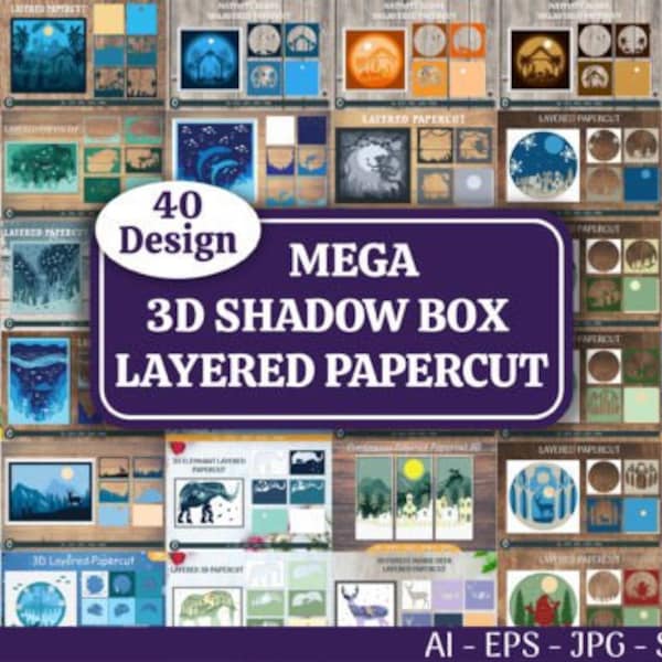 Mega Bundle 3D Shadow Box SVG | Digital Download | Stunning Designs for Unique Home Décor for cricut, silhouette 40 designs Mega Bundle 3D Shadow Box SVG | Digital Download | Stunning Designs for Unique Home Décor for cricut, silhouette 40 designs