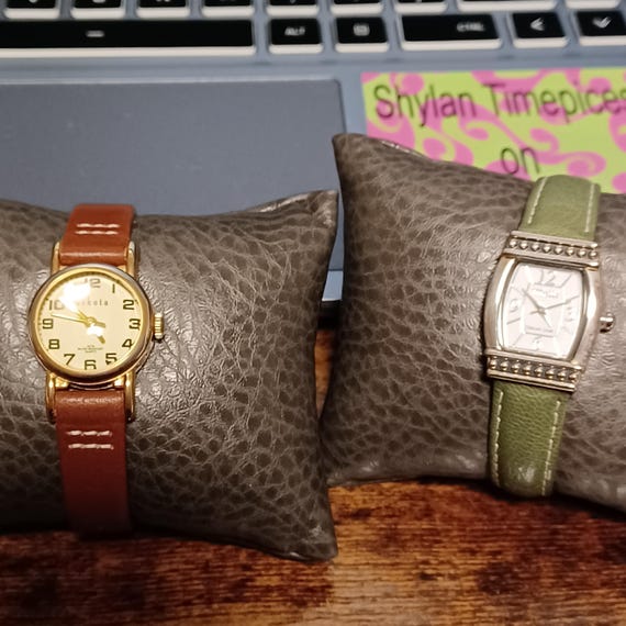 Vintage Ecclissi Gold Watch with Dark Brown Leather Strap Women main image 2
