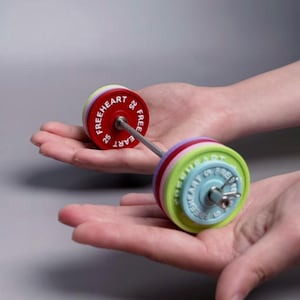 Mini Barbell Dumbbell | Colorful Weight Plate Fitness Decor | Creative Gym Gift for Desk Display | Small Workout Bar Model