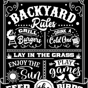 Backyard Rules Wooden Sign