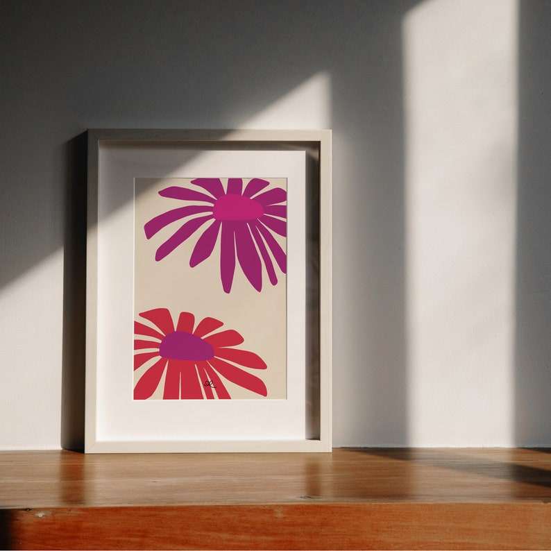 Colorful art print Two daisies image 4