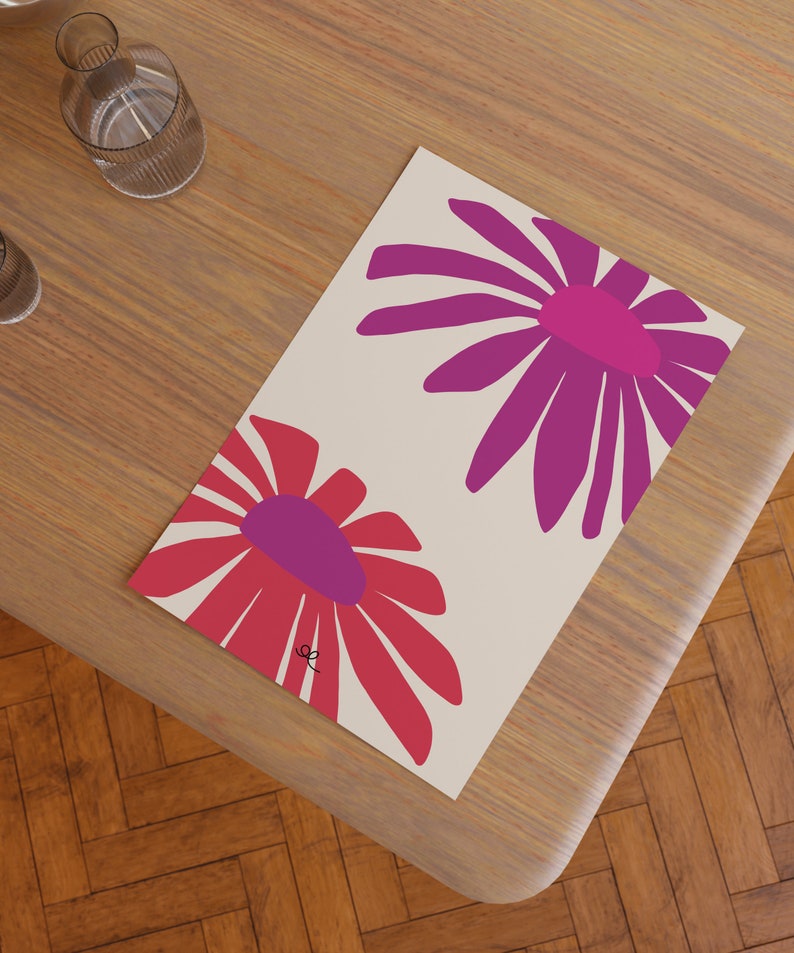 Colorful art print Two daisies image 3