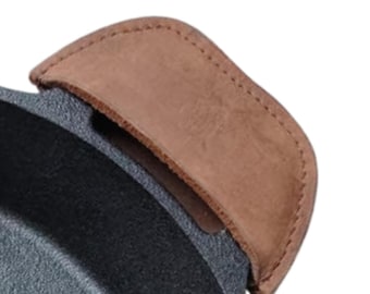 Leder Gusseisen Pfanne Griffabdeckung Braun, hitzebeständige Pfanne Griff Hülse, rutschfest für Pfanne holländischen Ofen Grill Geschenk.