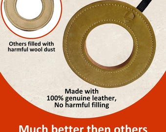 Leather Dog Toys for Small Puppy Dogs. 100% Genuine Leather - No Harmful Fillings (Ring)