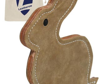 Leather Dog Toys for Small Puppy Dogs. 100% Genuine Leather - No Harmful Fillings (Rabbit) Pack of 2