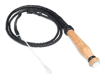 Handicraft leather whip with wooden Handle Durable and traditional Design