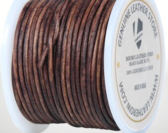 Round Leather Cord for Jewelry Making, Crafting, Necklaces, Bracelets, Braiding, Wraps Pack of 3